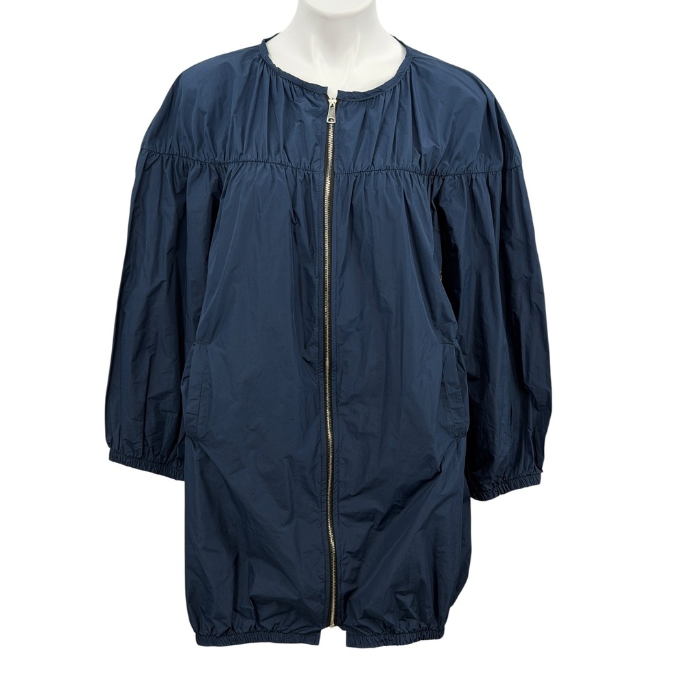 Antonello Serio Rain Jacket Women SZ XL Blue Minimalist Italy Lagenlook Flowy